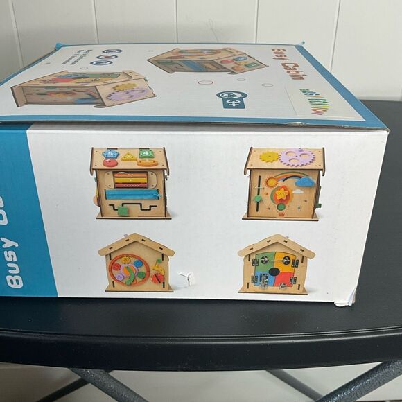 Busy Cabin Boys Girls Learning Wooden Activity Center Shapes Numbers Colors - Picture 4 of 6